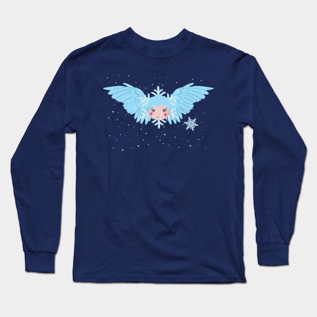 Winter Blue Angel Long Sleeve T-Shirt by emma17